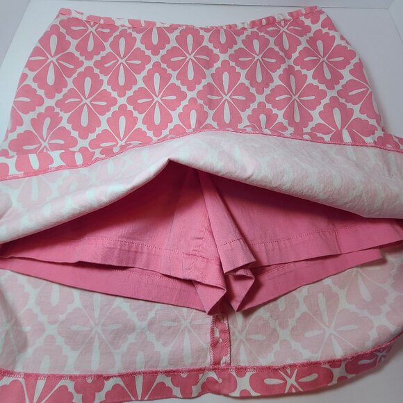 HBA Pink & White Geometric Print Skirt with Built-In Shorts – Size 10 - Picture 3 of 10